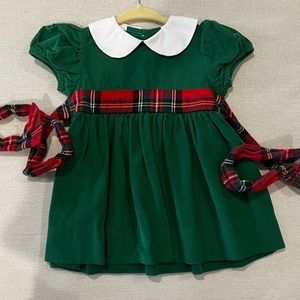 EUC 12-18 months Beaufort Bonnet green corduroy dress.